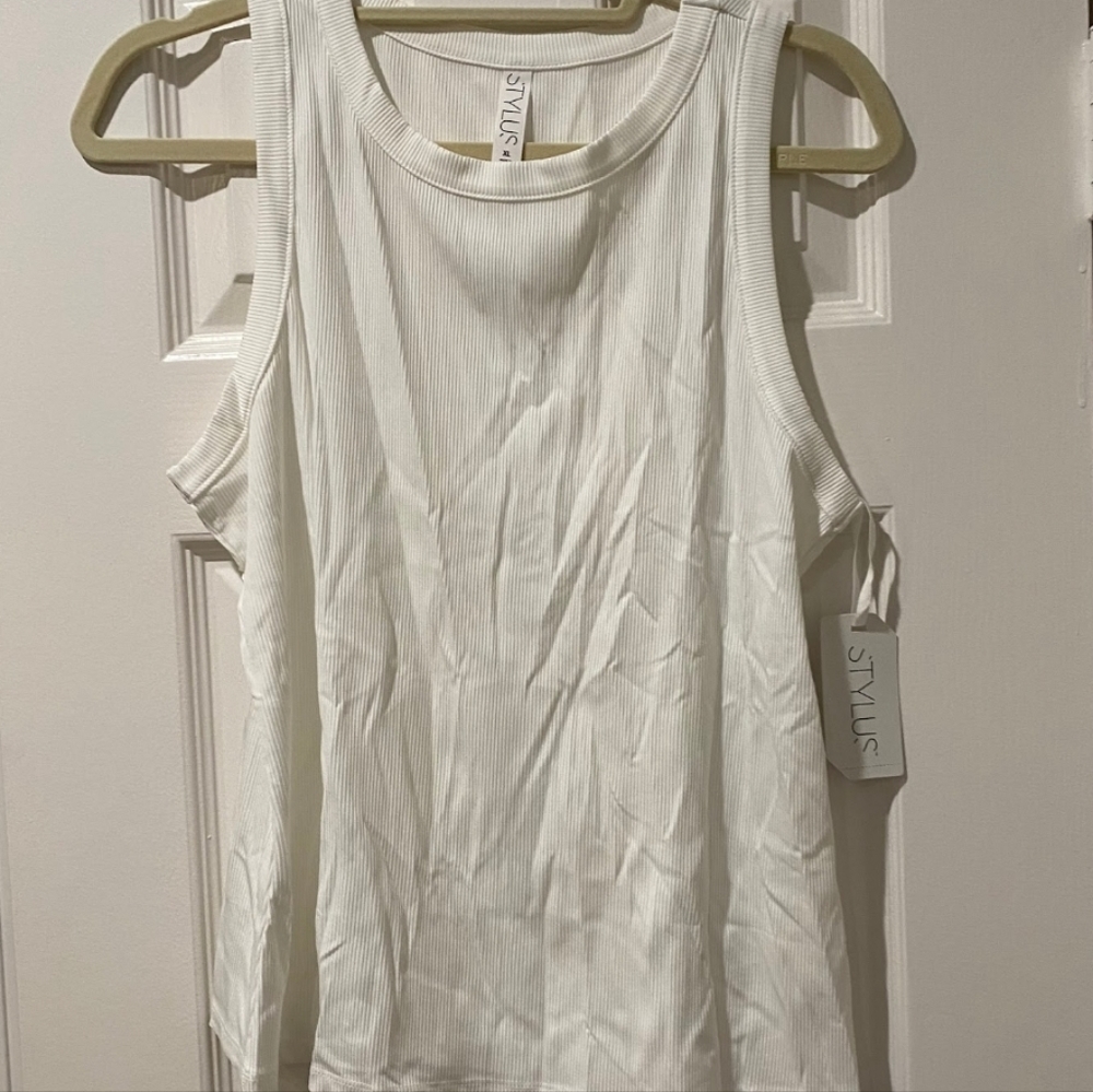 Stylus White Sleeveless Top, Size XL